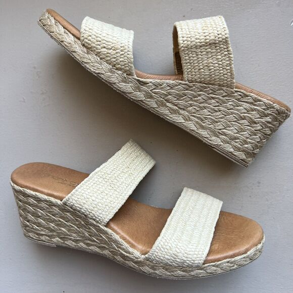 André Assous Nori Espadrille Raffia Wedge Heel Sandals w/ Jute Straps EU 37 US 7 - Picture 1 of 16
